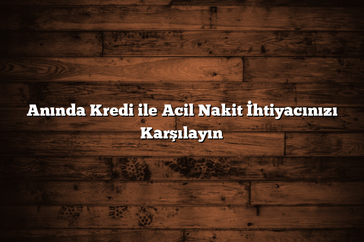 Anında Kredi ile Acil Nakit İhtiyacınızı Karşılayın