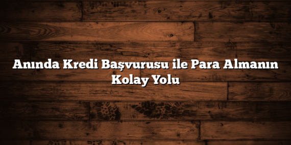 Anında Kredi Başvurusu ile Para Almanın Kolay Yolu