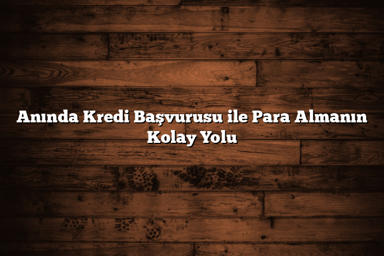 Anında Kredi Başvurusu ile Para Almanın Kolay Yolu