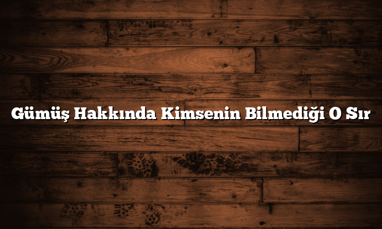 Gümüş Hakkında Kimsenin Bilmediği O Sır Gümüş Hakkında Kimsenin Bilmediği O Sır