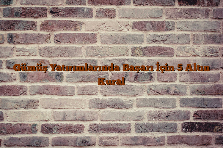 Gümüş Yatırımlarında Başarı İçin 5 Altın Kural Gümüş Yatırımlarında Başarı İçin 5 Altın Kural