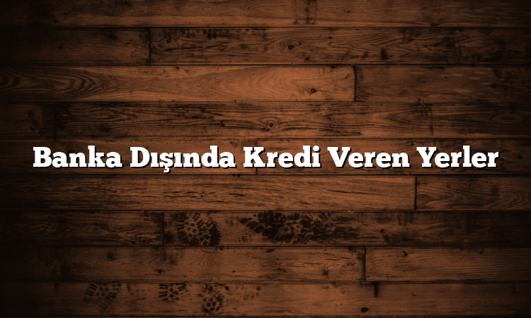 Banka Dışında Kredi Veren Yerler