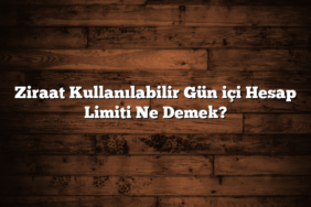 Ziraat Kullanılabilir Gün içi Hesap Limiti Ne Demek?