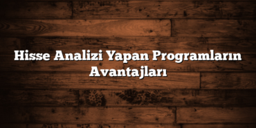 Hisse Analizi Yapan Programların Avantajları