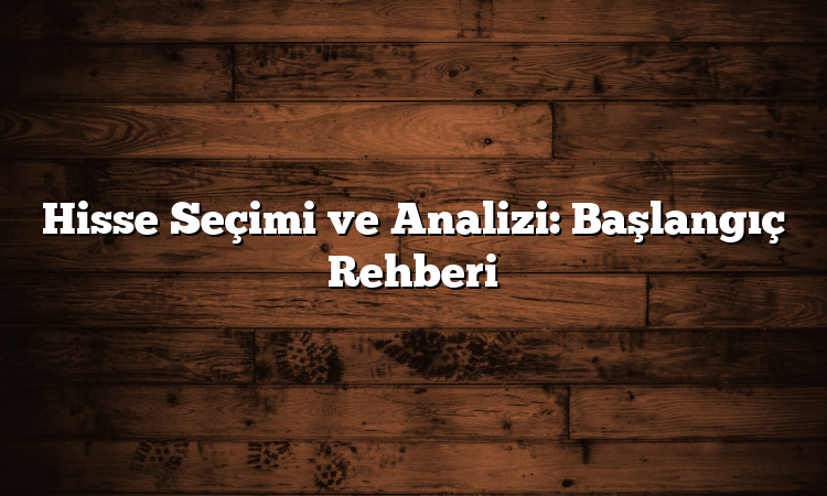 Hisse Seçimi ve Analizi: Başlangıç Rehberi
