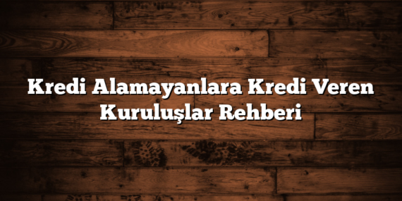Kredi Alamayanlara Kredi Veren Kuruluşlar Rehberi