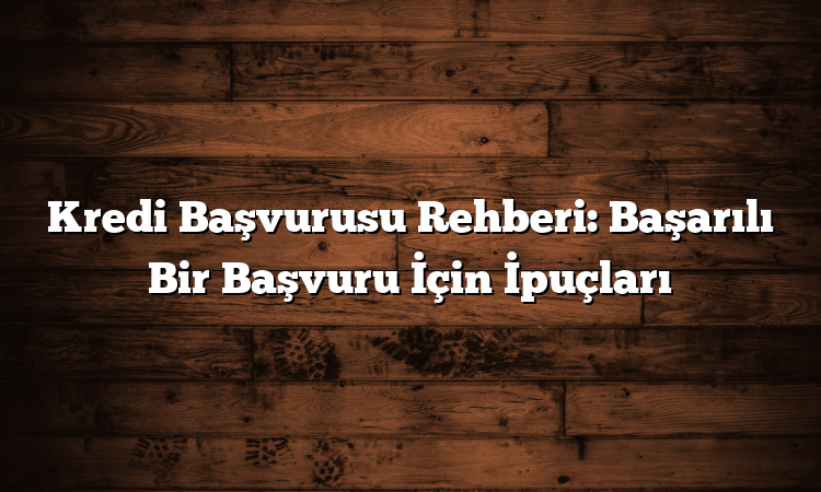 Kredi Başvurusu Rehberi: Başarılı Bir Başvuru İçin İpuçları