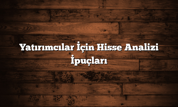 Yatırımcılar İçin Hisse Analizi İpuçları